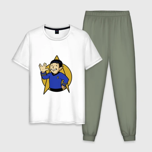 Мужская пижама с белой футболкой хлопок Spoke - Vault boy