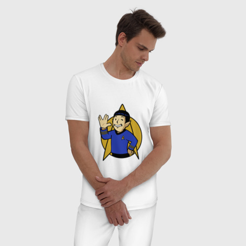 Мужская пижама хлопок с принтом Spoke - vault boy, фото на моделе #1