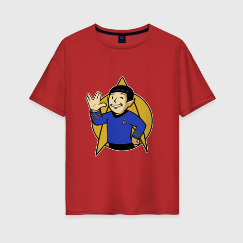 Женская футболка хлопок Oversize с принтом Spoke - vault boy, вид спереди #2
