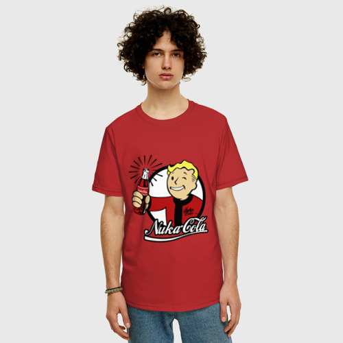 Мужская футболка хлопок Oversize с принтом Vault boy - nuka cola, фото на моделе #1