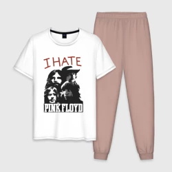 Мужская пижама с белой футболкой хлопок I hate Pink Floyd как у Sex Pistols