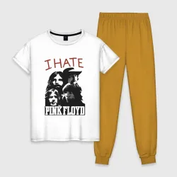 Женская пижама с белой футболкой хлопок I hate Pink Floyd как у Sex Pistols