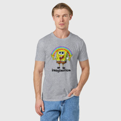 Мужская футболка хлопок Губка боб воображение мем - фото 2