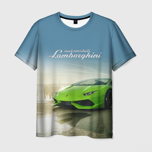 Мужская футболка 3D Ламборгини на берегу океана, цвет 3D печать