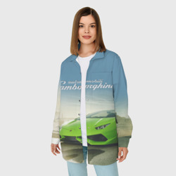 Женская рубашка oversize 3D Ламборгини на берегу океана - фото 2