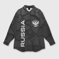 Мужская рубашка oversize 3D Черная броня Россия