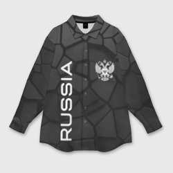 Женская рубашка oversize 3D Черная броня Россия