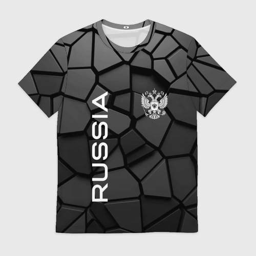 Мужская футболка 3D Черная броня Россия