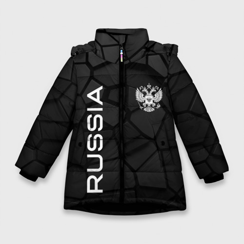 Зимняя куртка для девочек 3D Черная броня Россия, цвет черный
