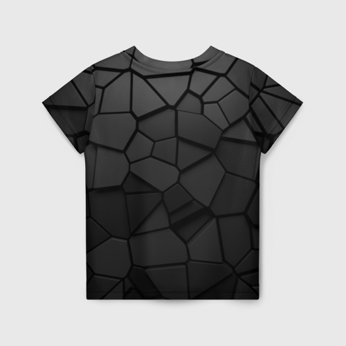Детская футболка 3D с принтом Черные стальные плиты, вид сзади #1