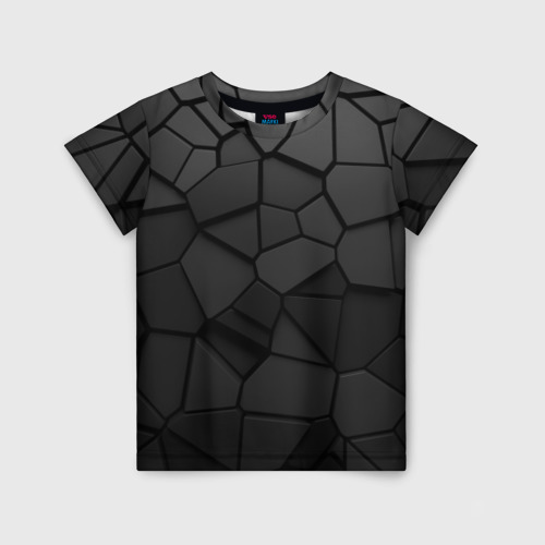 Детская футболка 3D с принтом Черные стальные плиты, вид спереди #2