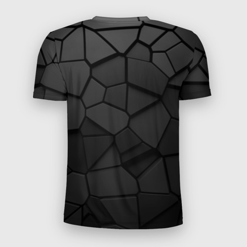 Мужская футболка 3D Slim с принтом Черные стальные плиты, вид сзади #1