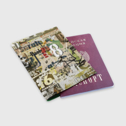 Обложка для паспорта матовая кожа Восьмёрка на фоне рваных афиш - фото 2