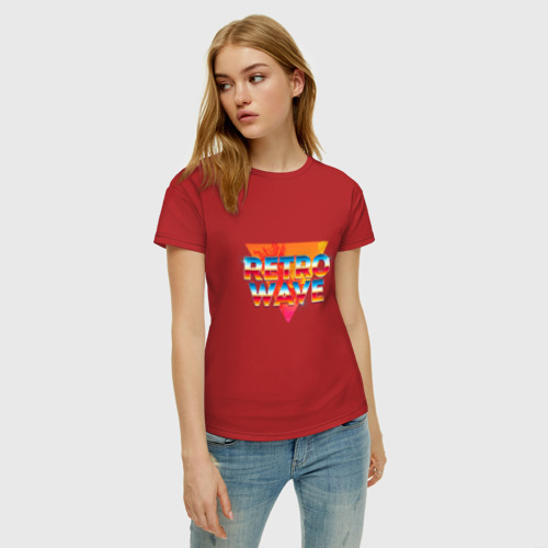 Женская футболка хлопок с принтом Летний ретровейв, фото на моделе #1