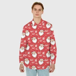 Мужская рубашка oversize 3D Дед Мороз - Санта Клаус - фото 2