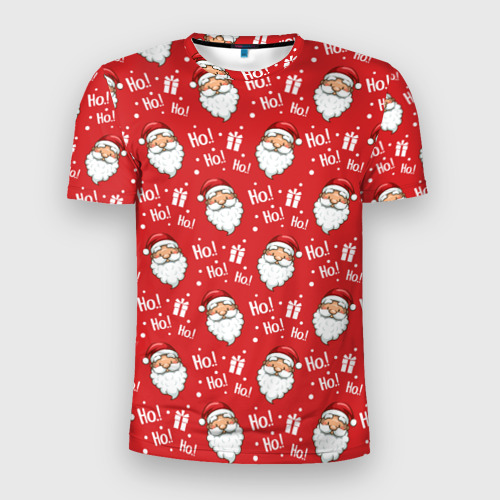 Мужская футболка 3D Slim с принтом Дед Мороз - Санта Клаус, вид спереди #2