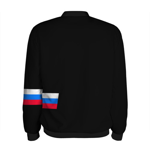 Мужской бомбер 3D Россия и три линии на черном фоне, цвет черный - фото 2
