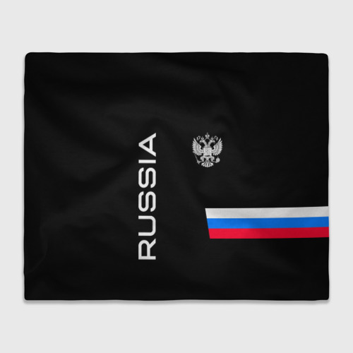 Плед 3D Россия и три линии на черном фоне, цвет 3D (велсофт)