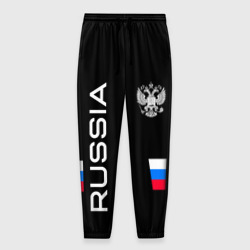 Мужские брюки 3D Россия и три линии на черном фоне