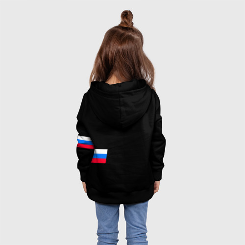 Детская толстовка 3D Россия и три линии на черном фоне, цвет черный - фото 5