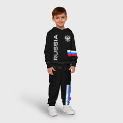 Детский костюм с толстовкой 3D Россия и три линии на черном фоне - фото 2