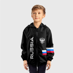 Детская ветровка 3D Россия и три линии на черном фоне - фото 2