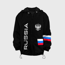 Детская куртка 3D Россия и три линии на черном фоне