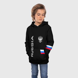 Детская толстовка 3D Россия и три линии на черном фоне - фото 2