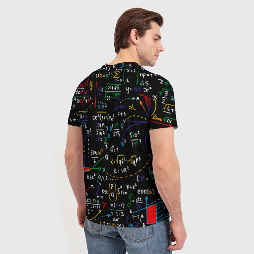 Мужская футболка 3D с принтом Синус косинус формулы, вид сзади #2