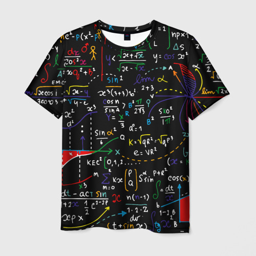 Мужская футболка 3D с принтом Синус косинус формулы, вид спереди #2