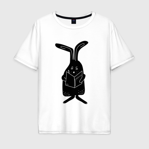 Мужская футболка хлопок Oversize с принтом Кролик пишет список дел, вид спереди #2
