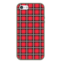 Чехол для iPhone 5/5S матовый Красная шотландская клетка