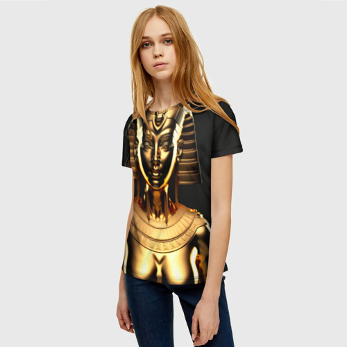 Женская футболка 3D Золотой бюст египетской царицы, цвет 3D печать - фото 3