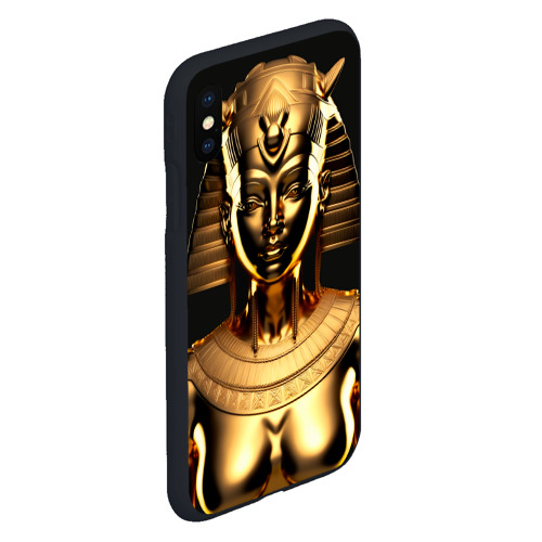 Чехол для iPhone XS Max матовый Золотой бюст египетской царицы, цвет черный - фото 3