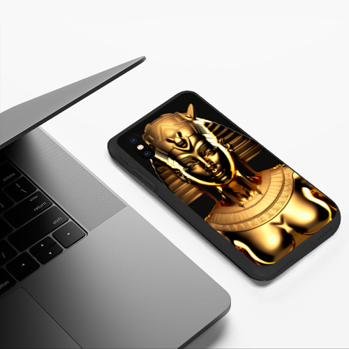 Чехол для iPhone XS Max матовый Золотой бюст египетской царицы, цвет черный - фото 5