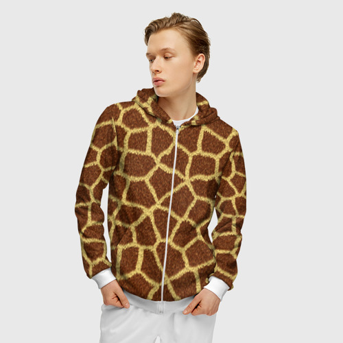 Мужская толстовка 3D на молнии Текстура жирафа, цвет белый - фото 3