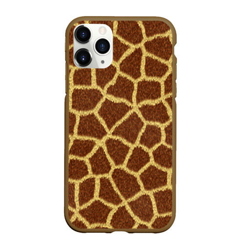 Чехол для iPhone 11 Pro Max матовый Текстура жирафа, цвет коричневый