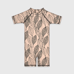 Листья штрихованные – Детский купальный костюм 3D с принтом купить
