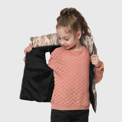 Жилет с принтом Листья штрихованные для ребенка, вид на модели спереди №3. Цвет основы: черный