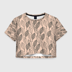 Листья штрихованные – Женская футболка Crop-top 3D с принтом купить