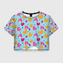 Сердце в горошек – Женская футболка Crop-top 3D с принтом купить