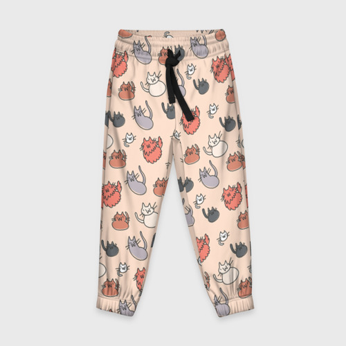 Детские брюки с принтом Коты рисованные, вид спереди №1