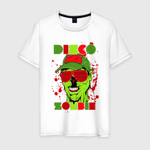 Мужская футболка из хлопка с принтом Диско зомби, вид спереди №1