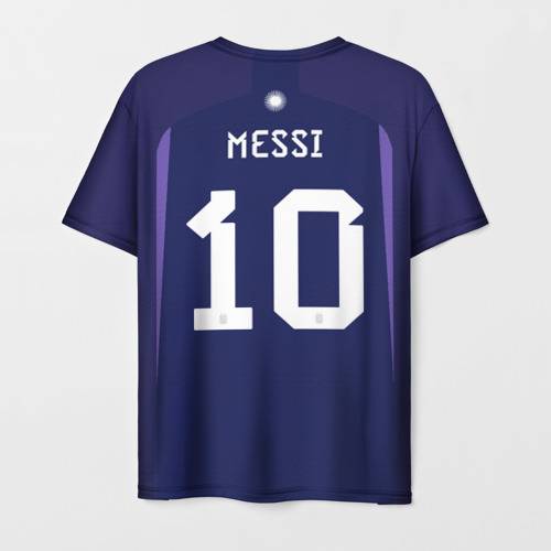 Мужская футболка с принтом Месси Аргентина ЧМ 2022 выездная, вид сзади №1