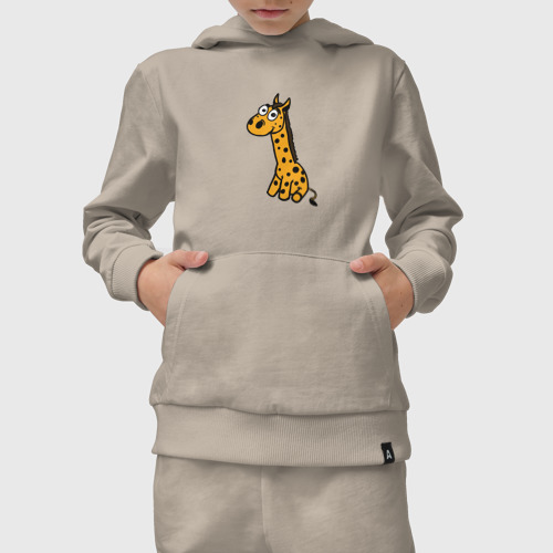 Детский костюм с толстовкой хлопок с принтом Игрушка жираф, вид сбоку #3