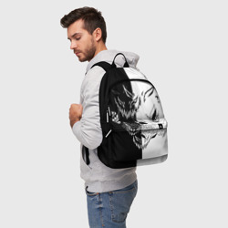 Рюкзак с принтом Drain Face ZXC для любого человека, вид спереди №2. Цвет основы: белый