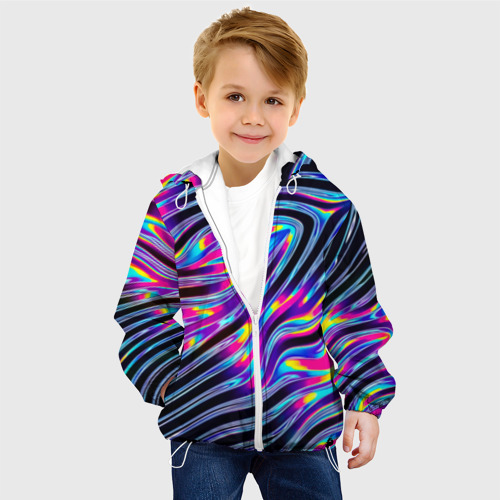 Детская куртка 3D Голографические полосы, цвет белый - фото 3
