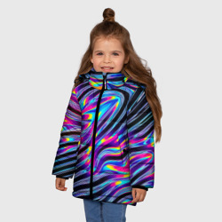 Зимняя куртка для девочек 3D Голографические полосы - фото 2
