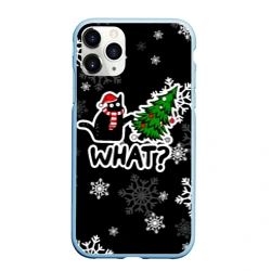 Чехол для iPhone 11 Pro Max матовый What котик роняет ёлку