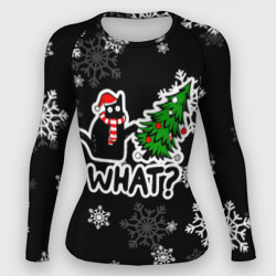 Женский рашгард 3D What котик роняет ёлку
